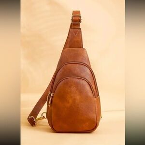 Brown / Black / White / Tan Vegan Leather Crossbody Bag